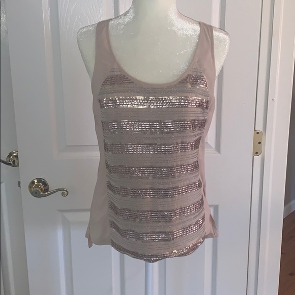 Express Tops - Express Tan/Bronze Sequin Dressy Tank